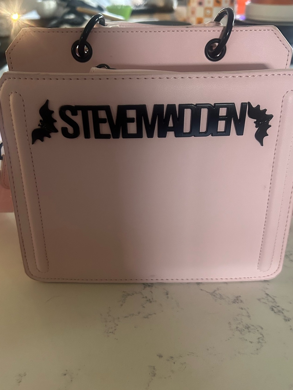 Steve Madden Pink Tote with Black Logo Detail